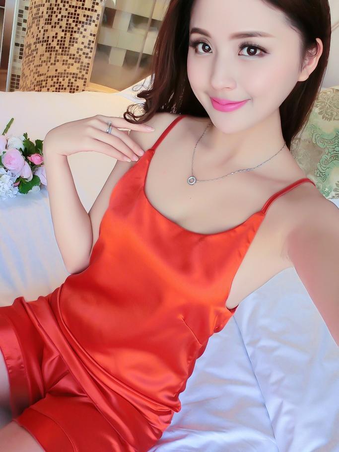 Satiny Basics Lingerie Short Set-Red-Theone Apparel