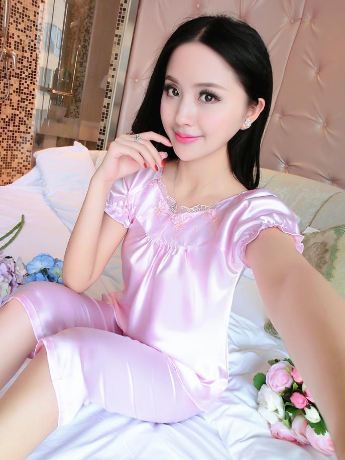 Satiny Ruffled PJ Set-Pink-Theone Apparel