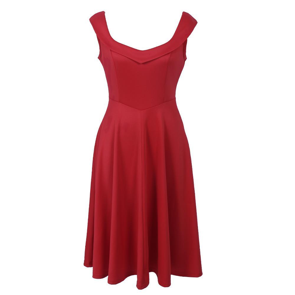 Scoop Neck Ruffle Pleat Dress