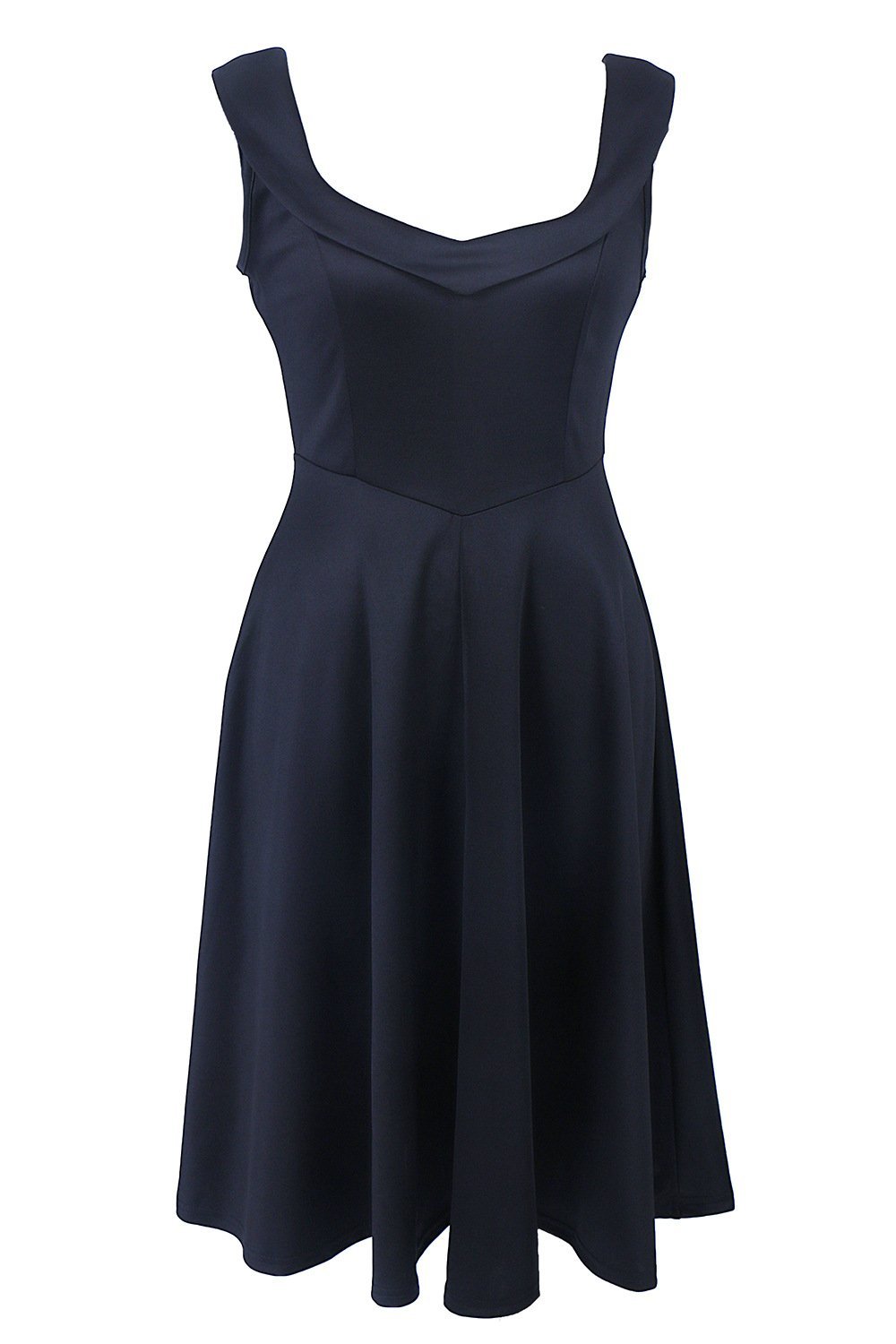 Scoop Neck Ruffle Pleat Dress-Black-Theone Apparel