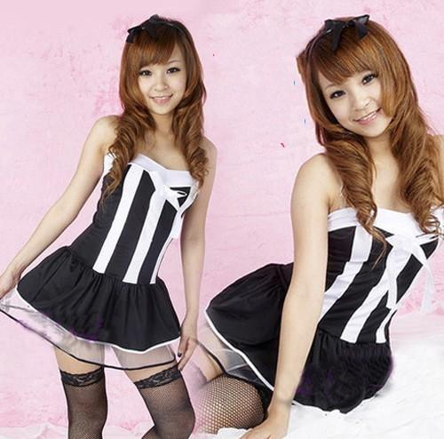 Seductive Lace Lingerie Costume Set-Black-Theone Apparel