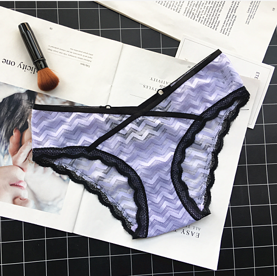 Semi Transparent High Waist Panties with Ornate-Light Purple-Theone Apparel