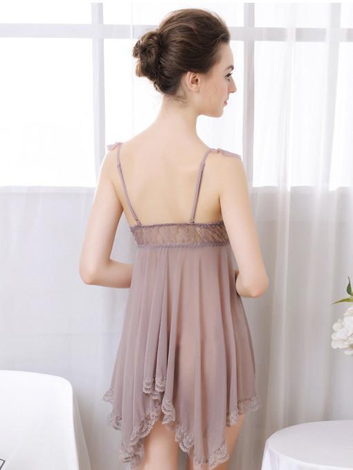 Sheer Lace Tie-Front Camisole Dress - Theone Apparel