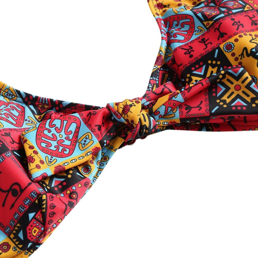 Side Tie Knot Printed Bikini