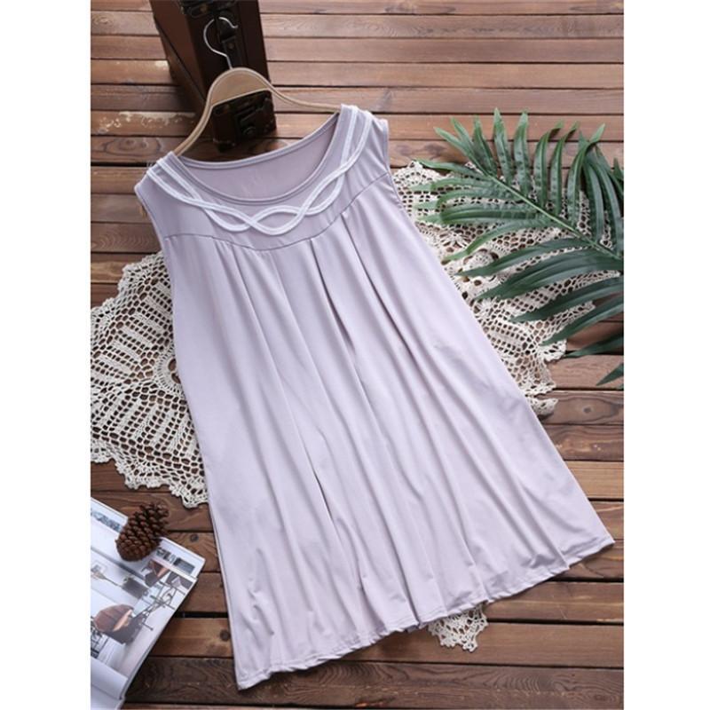 Sleeveless Pleated Neck Accent Top-Gray-Theone Apparel