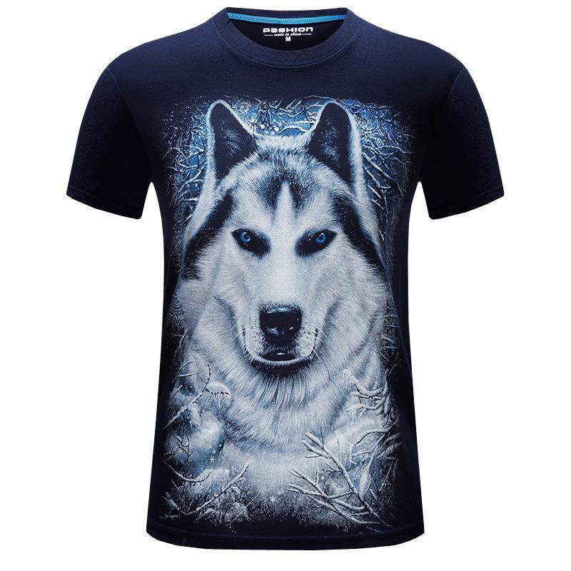 Snowy White Wolf Graphic Shirt-Dark Blue-Theone Apparel