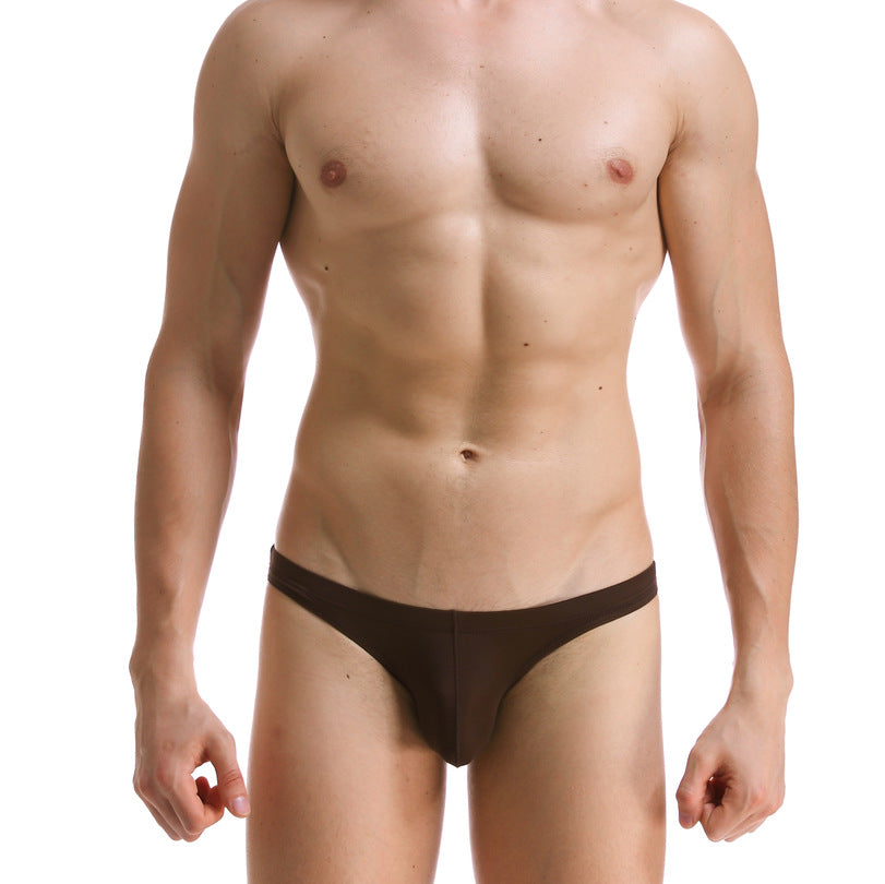 Solid Color High-Cut Briefs-Coffee-Theone Apparel