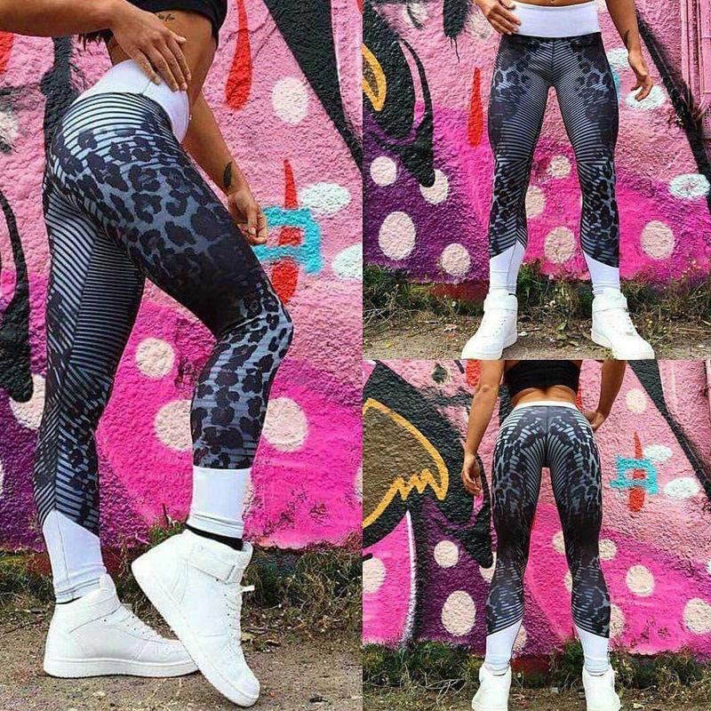 Leggings deportivos deportivos con rayas de guepardo