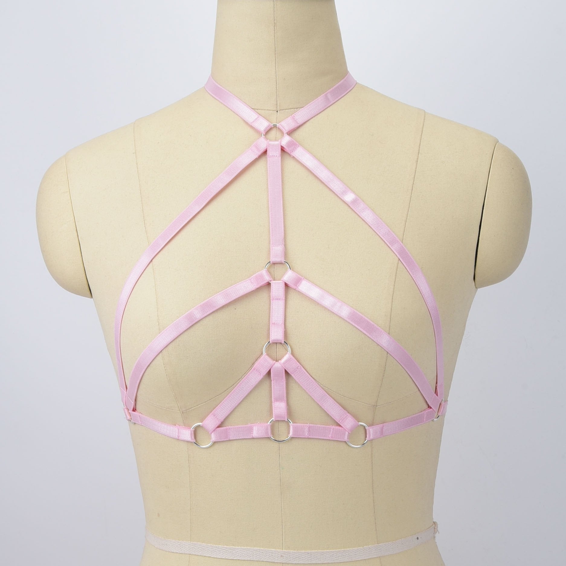 Strappy Elastic Cupless Harness Bra