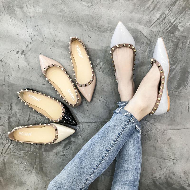 Studded Point Toe  Ballet Flats