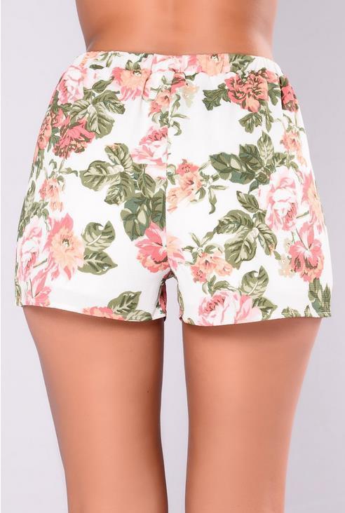 Vintage Floral Print Lounge Shorts