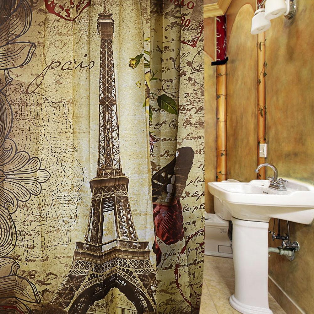 Vintage Paris Waterproof Bath Curtain-Style 1-Theone Apparel