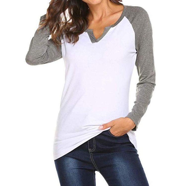 Two-Tone Notch Neck Raglan Tee