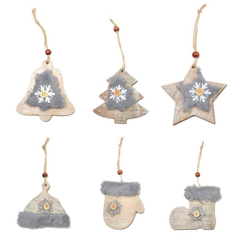 Wooden Christmas Themed Tree Ornaments-Brown-Theone Apparel