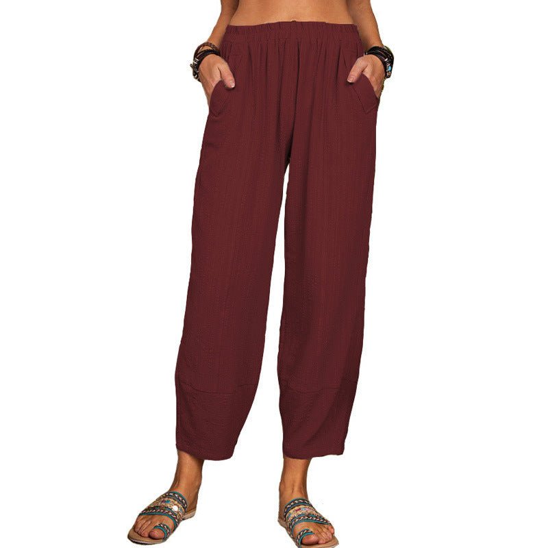 Ankle Length Wide Leg Casual Pants - THEONE APPAREL