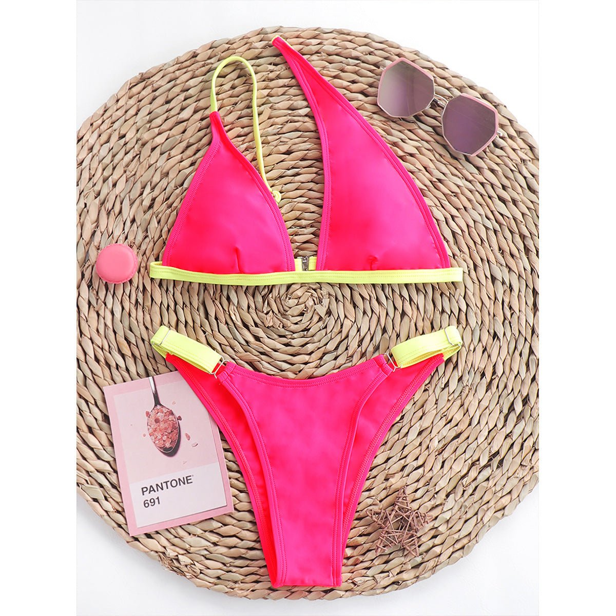 Asymmetrical Colorful Retro Inspired Swimsuit Set - THEONE APPAREL