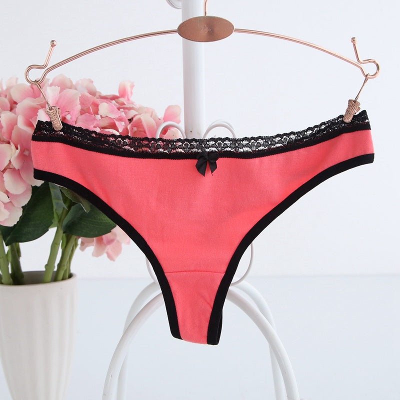 Basic Lace Trim Thong Panty - THEONE APPAREL