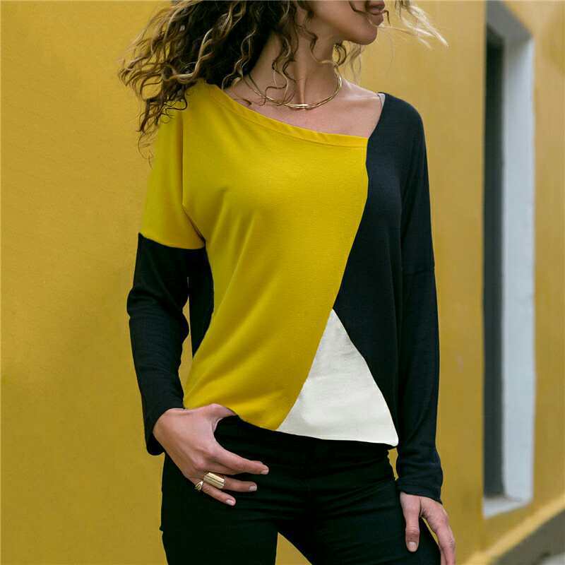 Black Yellow & White Asymmetrical Tee - THEONE APPAREL