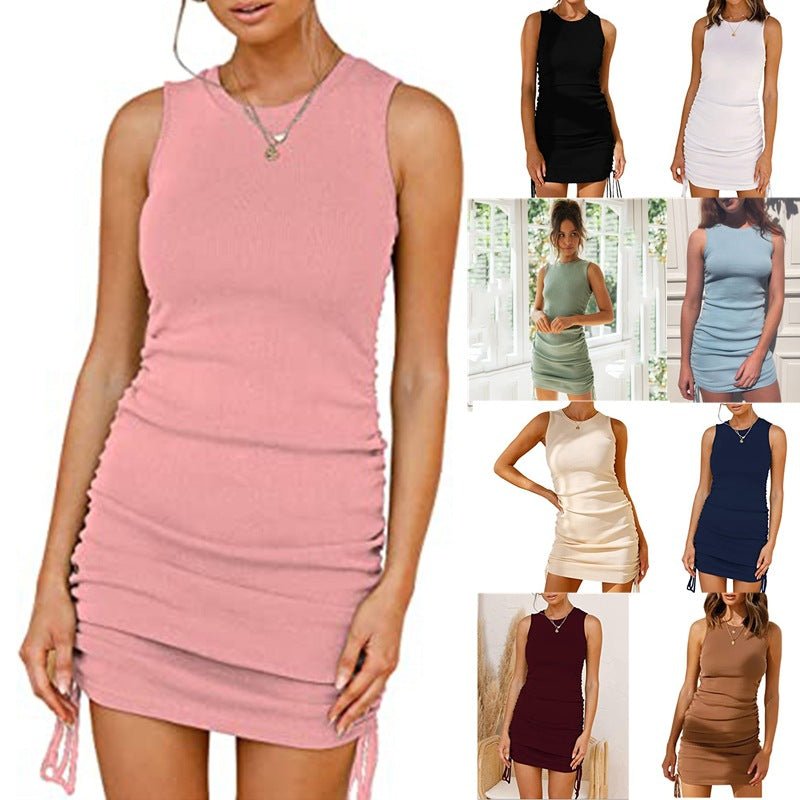 Body Con Tank Top Sleeveless Round Neck Dress - THEONE APPAREL