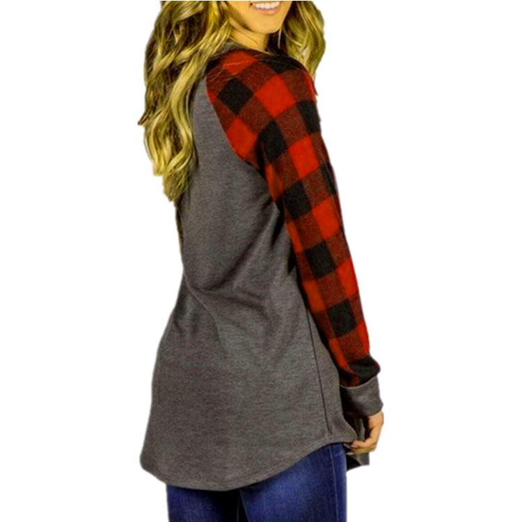 Buffalo Check Raglan Tunic-Length Tee - THEONE APPAREL