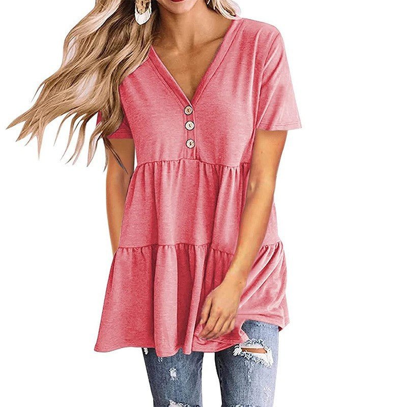 Button Empire Waist Solid Color Women's Top - THEONE APPAREL