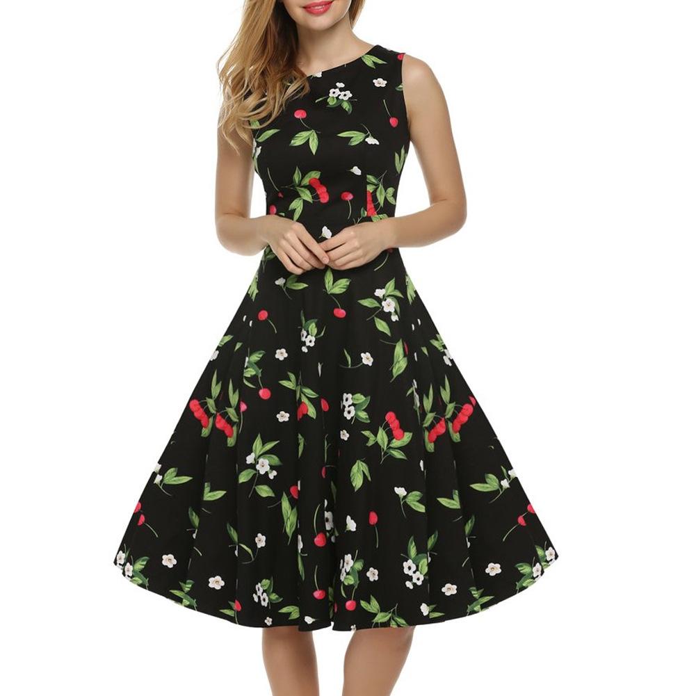 Cherry High Neck Sleeveless Dress - THEONE APPAREL